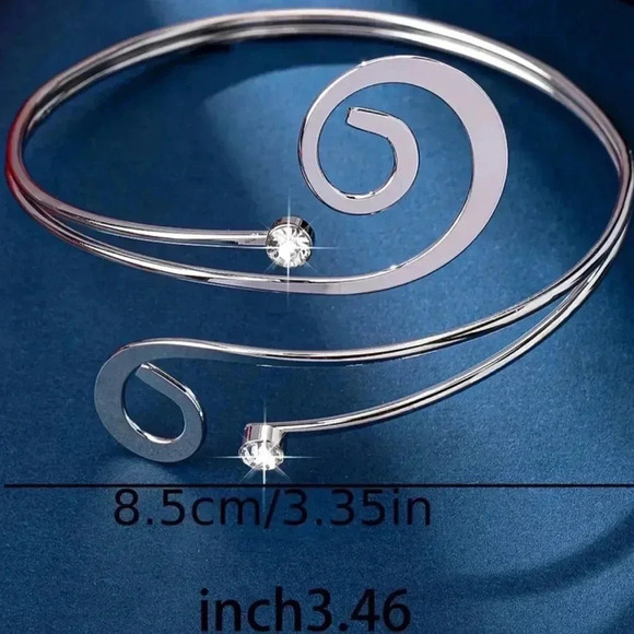 Spiral tail arm ring iron with tiny round glass inlaid adjustable - Picture 3 of 3